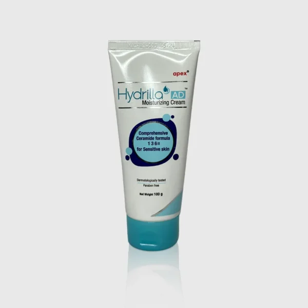 A tube of Hydrilla AD Moisturizing Cream for sensitive skin