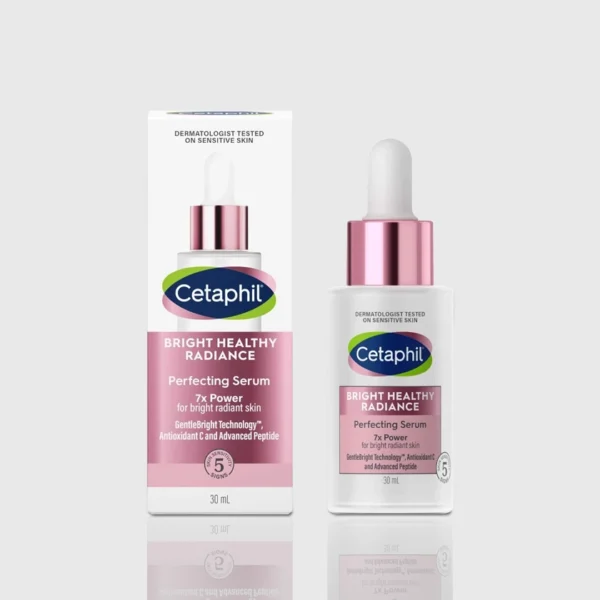 Cetaphil Bright Healthy Radiance Serum – dermatologist-tested, brightening formula with Vitamin E for sensitive skin.